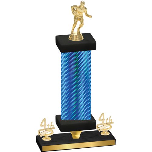 Premium Single Blue Carbon Fiber Fourth Place Rugby Trophy