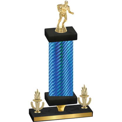 Premium Single Blue Carbon Fiber Victory Rugby Trophy