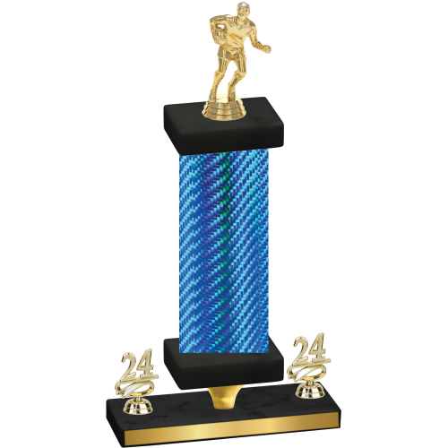 Premium Single Blue Carbon Fiber Year Rugby Trophy