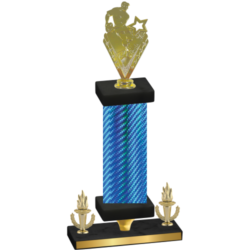 Premium Single Blue Carbon Fiber Victory Rugby Trophy