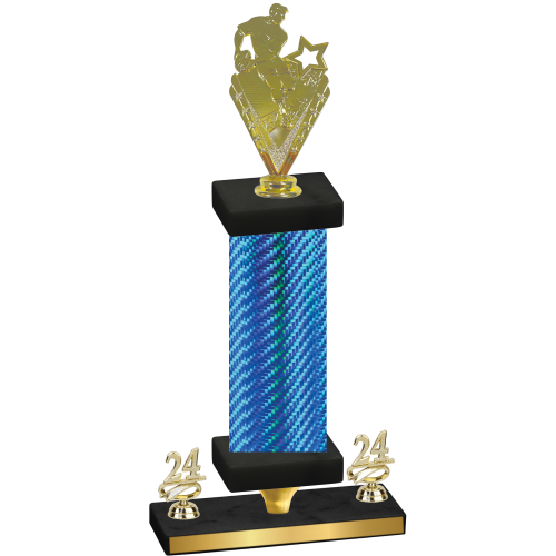Premium Single Blue Carbon Fiber Year Rugby Trophy