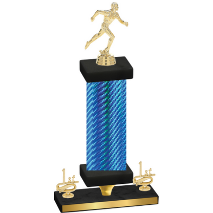 Premium Single Blue Carbon Fiber First Place Running Trophy