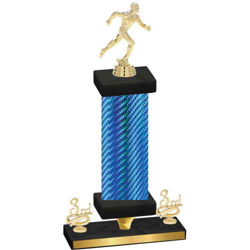 Premium Single Blue Carbon Fiber Third Place Running Trophy