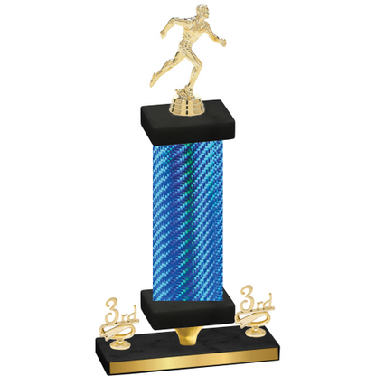 Premium Single Blue Carbon Fiber Third Place Running Trophy