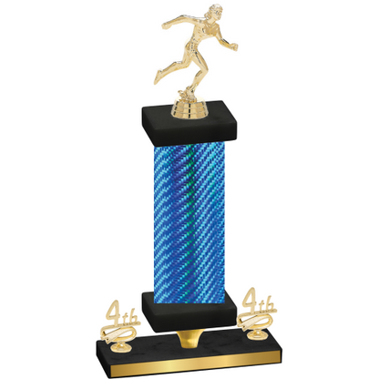 Premium Single Blue Carbon Fiber Fourth Place Running Trophy