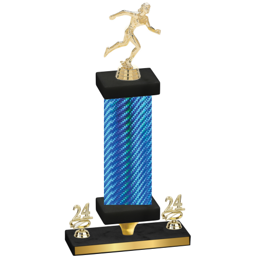 Premium Single Blue Carbon Fiber Year Running Trophy