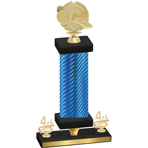 Premium Single Blue Carbon Fiber Fourth Place Running Trophy