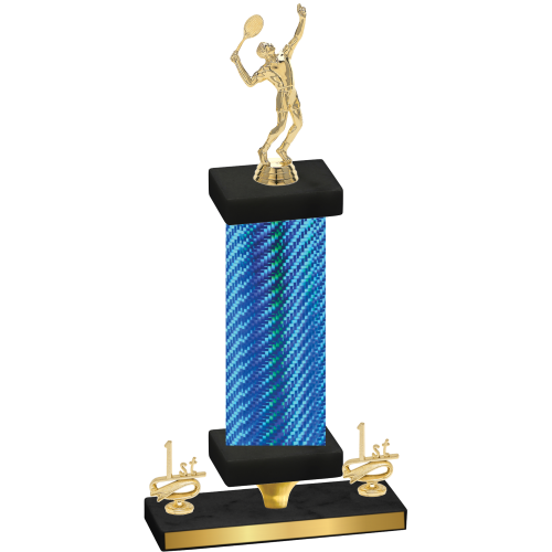 Premium Single Blue Carbon Fiber First Place Tennis Trophy