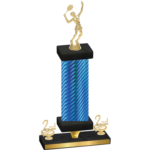 Premium Single Blue Carbon Fiber Second Place Tennis Trophy
