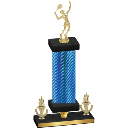 Premium Single Blue Carbon Fiber Victory Tennis Trophy