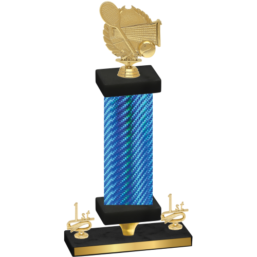 Premium Single Blue Carbon Fiber First Place Tennis Trophy