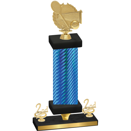 Premium Single Blue Carbon Fiber Second Place Tennis Trophy