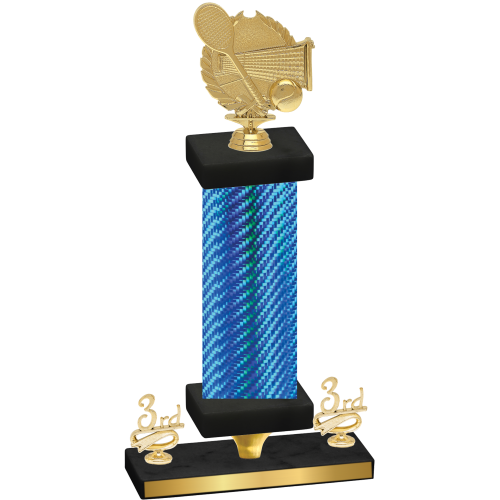 Premium Single Blue Carbon Fiber Third Place Tennis Trophy