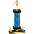 Premium Single Blue Carbon Fiber Fourth Place Wrestling Trophy