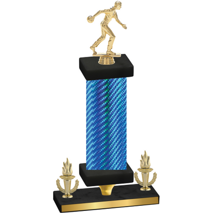 Premium Single Blue Carbon Fiber Victory Bowling Trophy