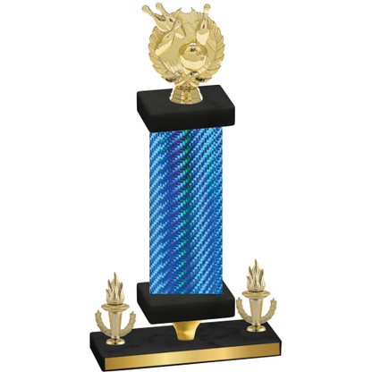 Premium Single Blue Carbon Fiber Victory Bowling Trophy