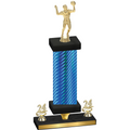 Premium Single Blue Carbon Fiber Year Volleyball Trophy