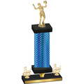 Premium Single Blue Carbon Fiber Third Place Volleyball Trophy