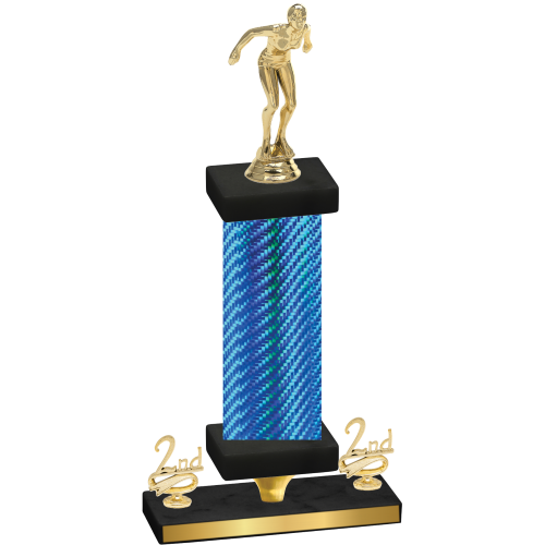 Premium Single Blue Carbon Fiber Second Place Tennis Trophy