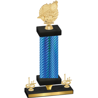 Premium Single Blue Carbon Fiber First Place Swimming Trophy