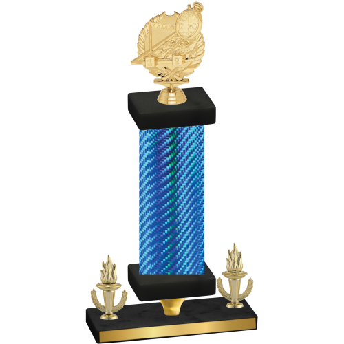 Premium Single Blue Carbon Fiber Victory Swimming Trophy