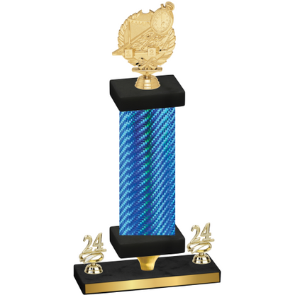 Premium Single Blue Carbon Fiber Year Swimming Trophy