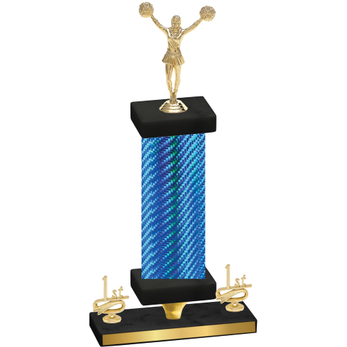 Premium Single Blue Carbon Fiber First Place Cheerleading Trophy