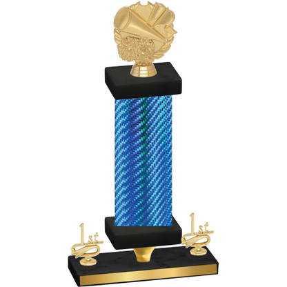 Premium Single Blue Carbon Fiber First Place Cheerleading Trophy