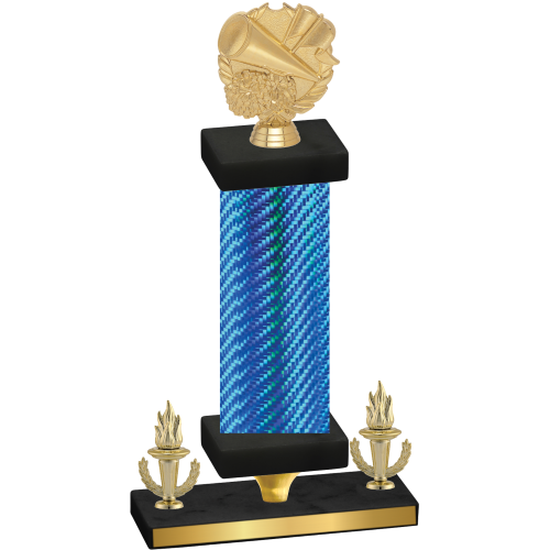 Premium Single Blue Carbon Fiber Victory Cheerleading Trophy