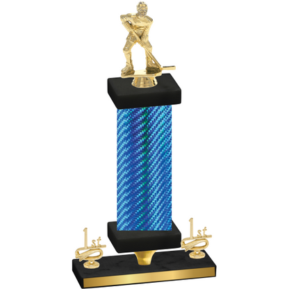 Premium Single Blue Carbon Fiber First Place Hockey Trophy