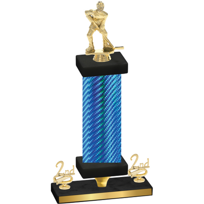 Premium Single Blue Carbon Fiber Second Place Hockey Trophy