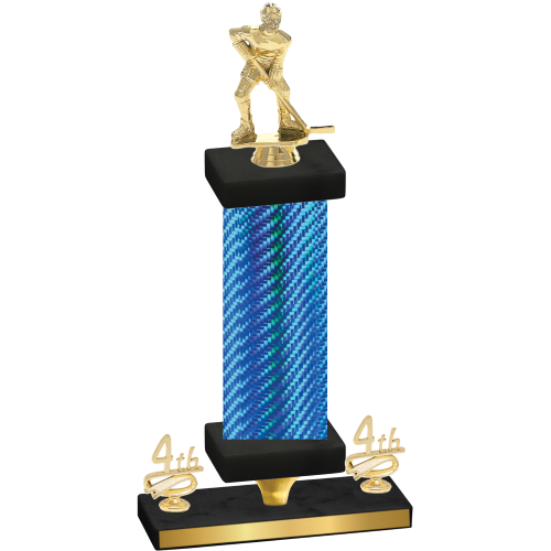 Premium Single Blue Carbon Fiber Fourth Place Hockey Trophy