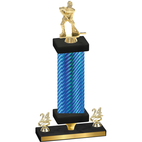 Premium Single Blue Carbon Fiber Year Hockey Trophy
