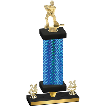 Premium Single Blue Carbon Fiber Year Hockey Trophy