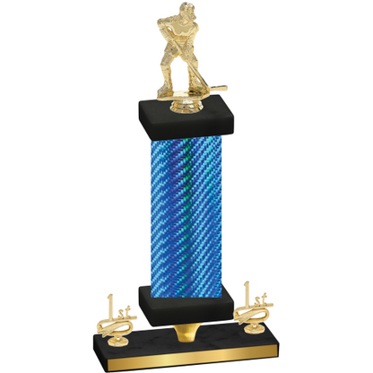 Premium Single Blue Carbon Fiber First Place Hockey Trophy