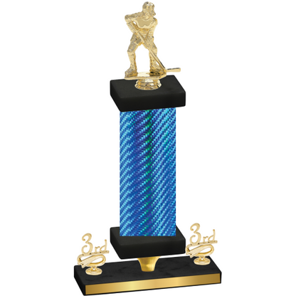 Premium Single Blue Carbon Fiber Third Place Hockey Trophy