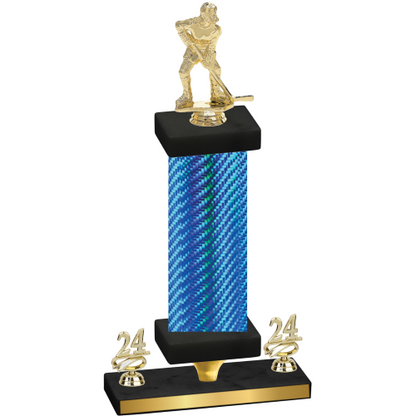 Premium Single Blue Carbon Fiber Year Hockey Trophy