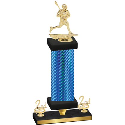 Premium Single Blue Carbon Fiber Second Place Lacrosse Trophy