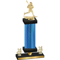 Premium Single Blue Carbon Fiber Year Lacrosse Trophy