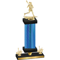 Premium Single Blue Carbon Fiber First Place Lacrosse Trophy