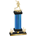Premium Single Blue Carbon Fiber Third Place Lacrosse Trophy
