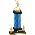 Premium Single Blue Carbon Fiber Victory Lacrosse Trophy