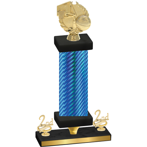 Premium Single Blue Carbon Fiber Second Place Basketball Trophy