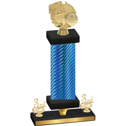 Premium Single Blue Carbon Fiber Third Place Basketball Trophy