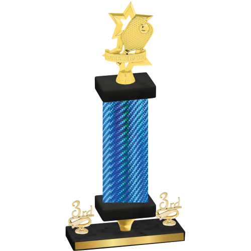Premium Single Blue Carbon Fiber Third Place Pickleball Trophy
