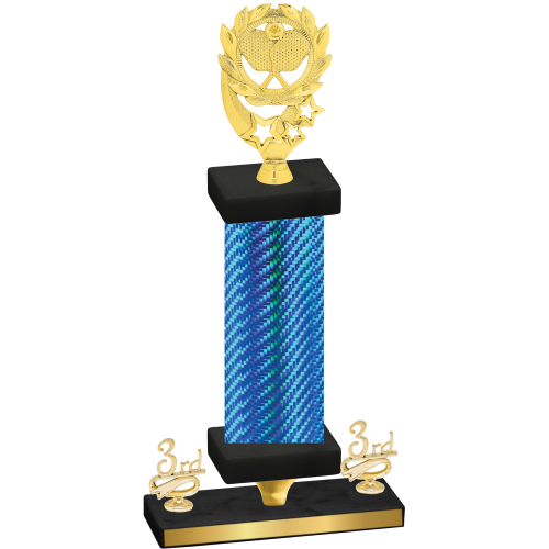 Premium Single Blue Carbon Fiber Third Place Pickleball Trophy