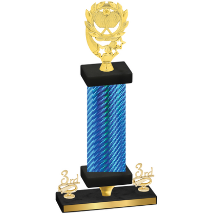 Premium Single Blue Carbon Fiber Third Place Pickleball Trophy