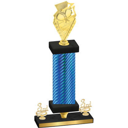 Premium Single Blue Carbon Fiber Third Place Pickleball Trophy