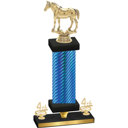 Premium Single Blue Carbon Fiber Fourth Place Horses Trophy