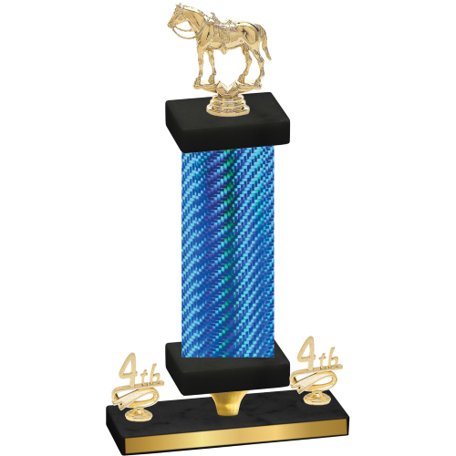 Premium Single Blue Carbon Fiber Fourth Place Horses Trophy
